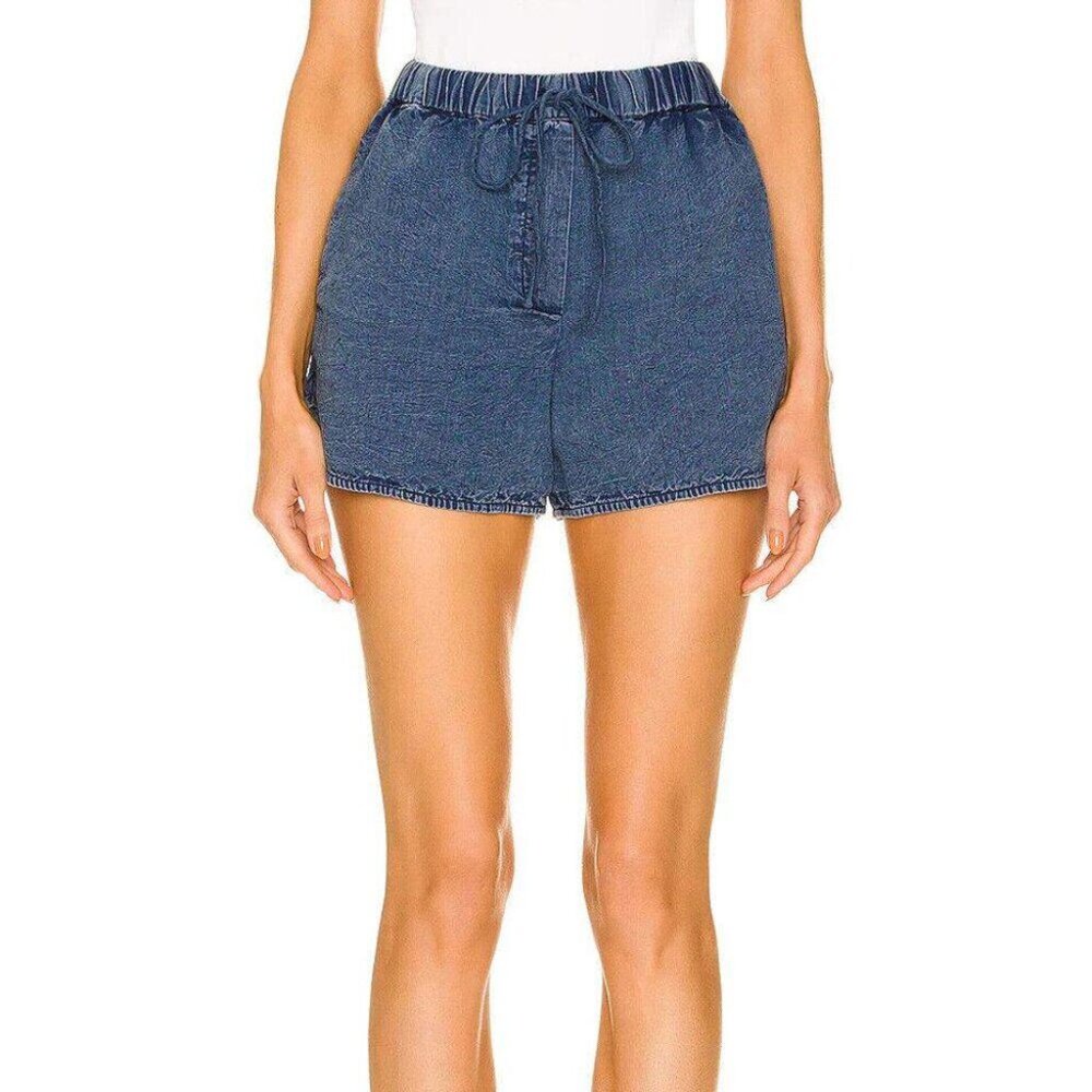 Nili Lotan Tilly Cotton Chambray Shorts High Waisted Deep Indigo XS New 255585 - Picture 4 of 9